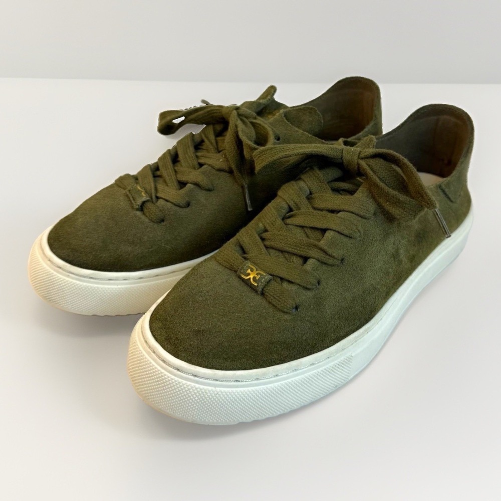 Sam Edelman New York Women's Green Suede Low Top Lace Up Sneakers size 6